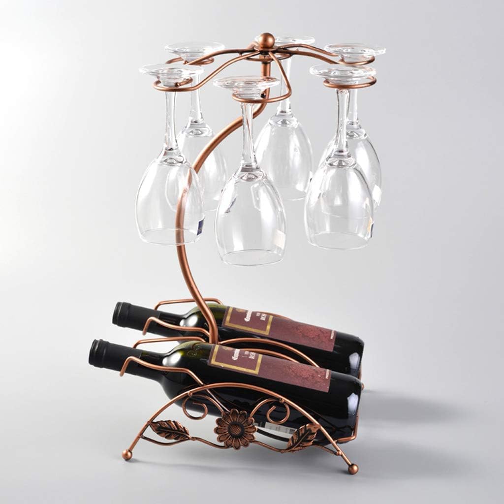 Wine Rack Wine Bottle Holder Storage Shelf Wine Rack Wrought Iron Bronze Tabletop Metal Goblet Storage Rack Creative 6 Hook Design Wine Glass Display Stand (#1)(#3) (#2)