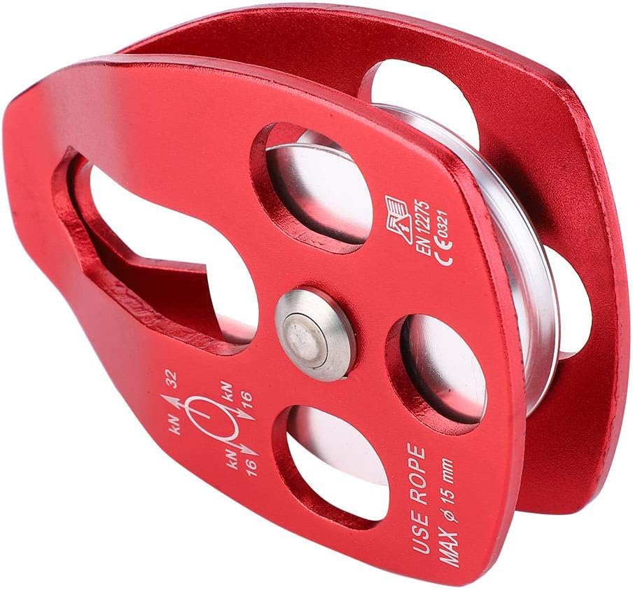 Climbing Pulley Side Plate Aluminum Outdoor Rock Climbing Dual Pulley Zip Line Cable Trolley(red)