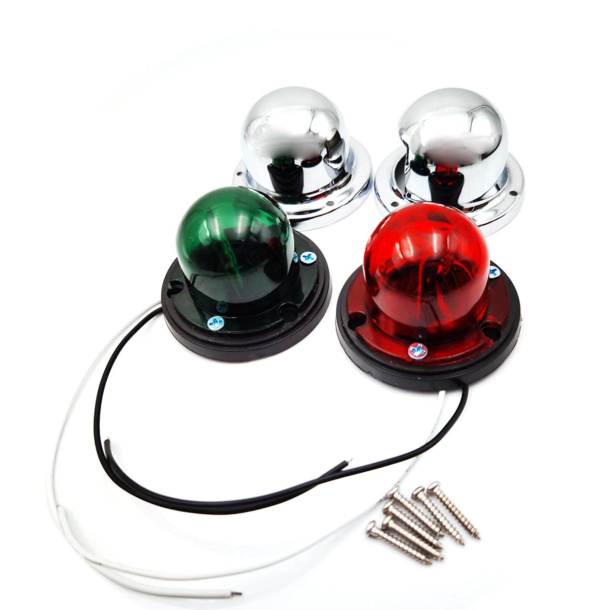 FainWan 2pcs Boat Yacht LED Light Green and Red Marine 12V Stainless Steel Bow Navigation Lights