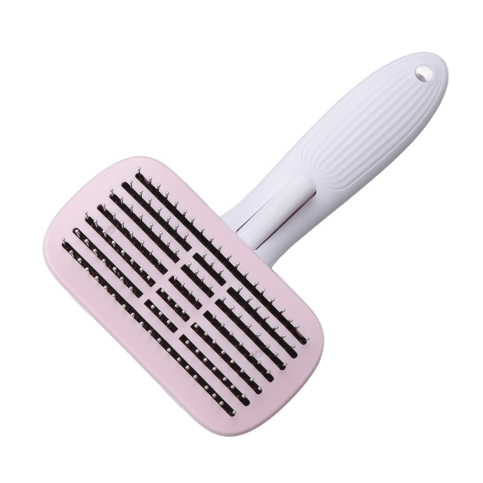 Cat Brush For Shedding, De Shedding Brush Dog Hair Dogs Cats Grooming Tool Self Cleaning Slicker Hair For Rabbit Massage Removes Loose Undercoat (Steel Needle Pink)