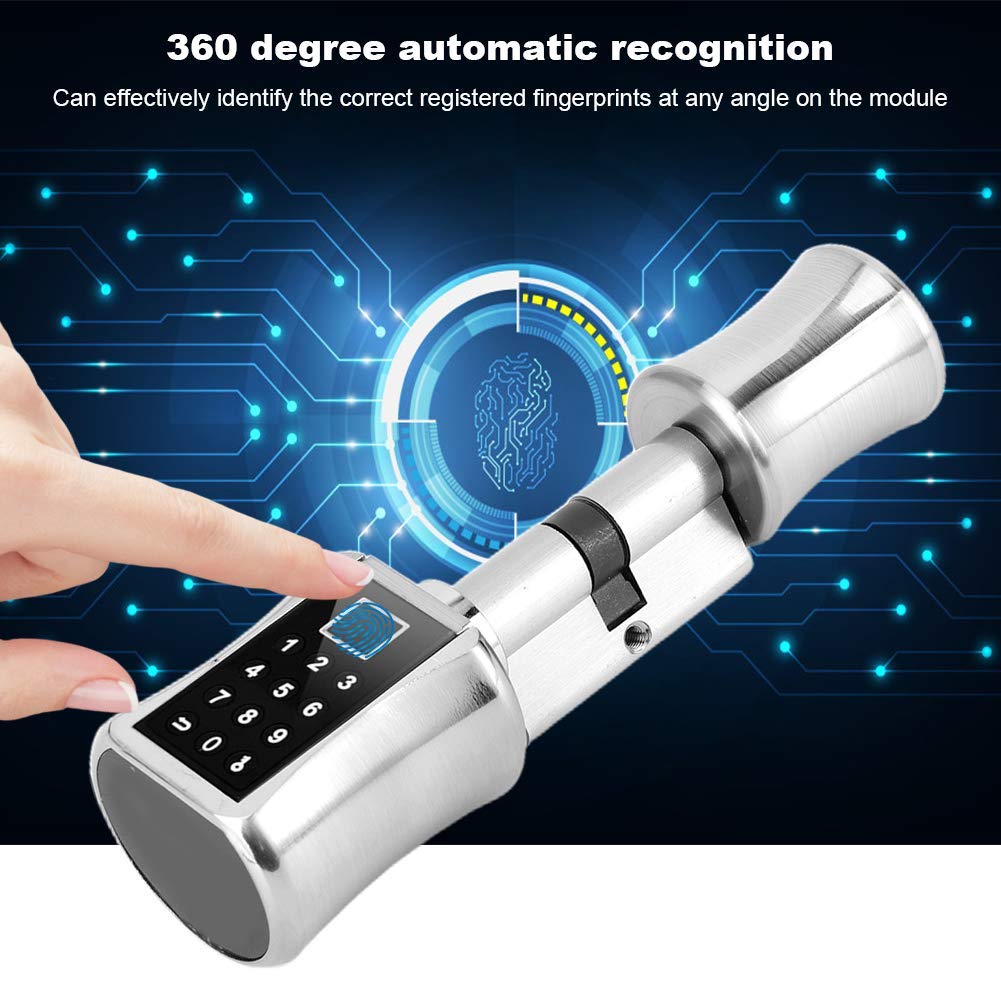 Sonew 3 en 1 Serrure Connectée, Serrure de Porte Biométrique Intelligente À Empreinte Digitale, Empreinte Digitale + Clé + Mot De Passe pour La Maison, Les Appartements(70 MM)
