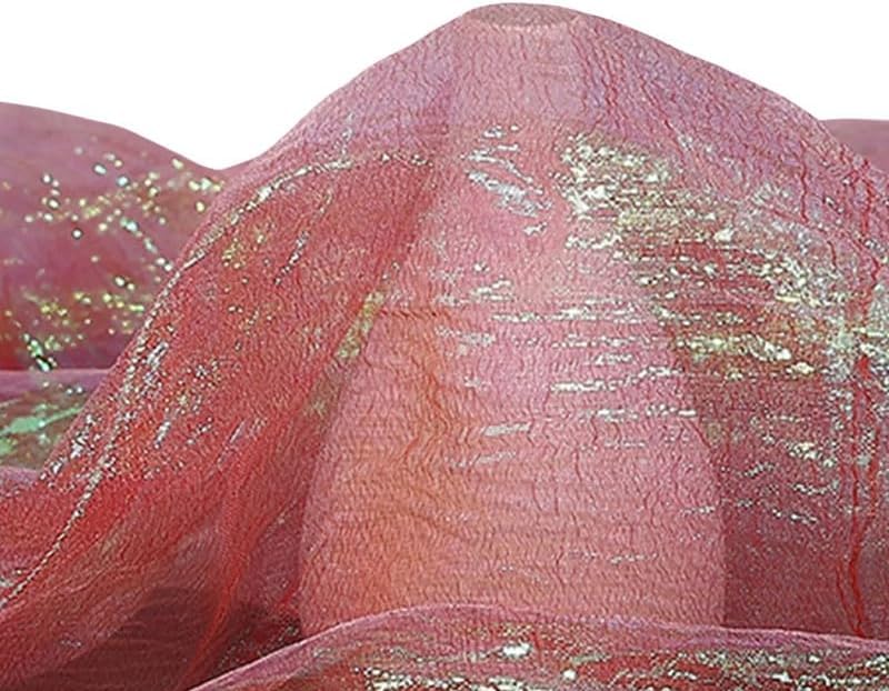 1.4M*1M Iridescent Organza Fabric Red Iridescent Holographic Gauze Fabric