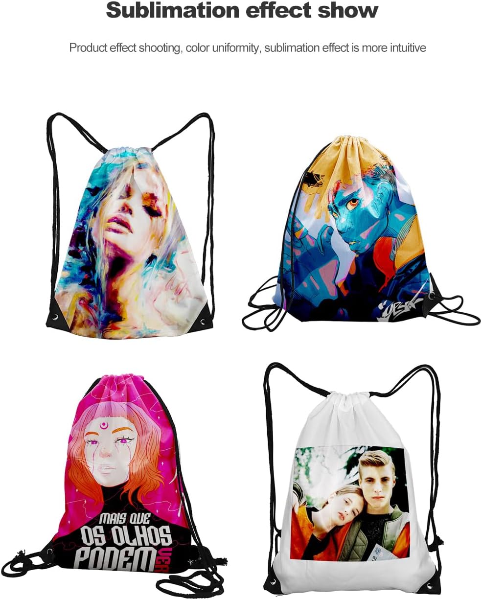100 Pcs Sublimation Drawstring Backpack Bulk 420D Premium Polyester Heat-Sealed Edges Draw String Bags For Gym Sport Party Hiking