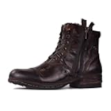 Moto Boots for Men Fashion Zipper-up Leather Chukka Boots Casual Shoes Retro Style OS-5008-8-Retro-US