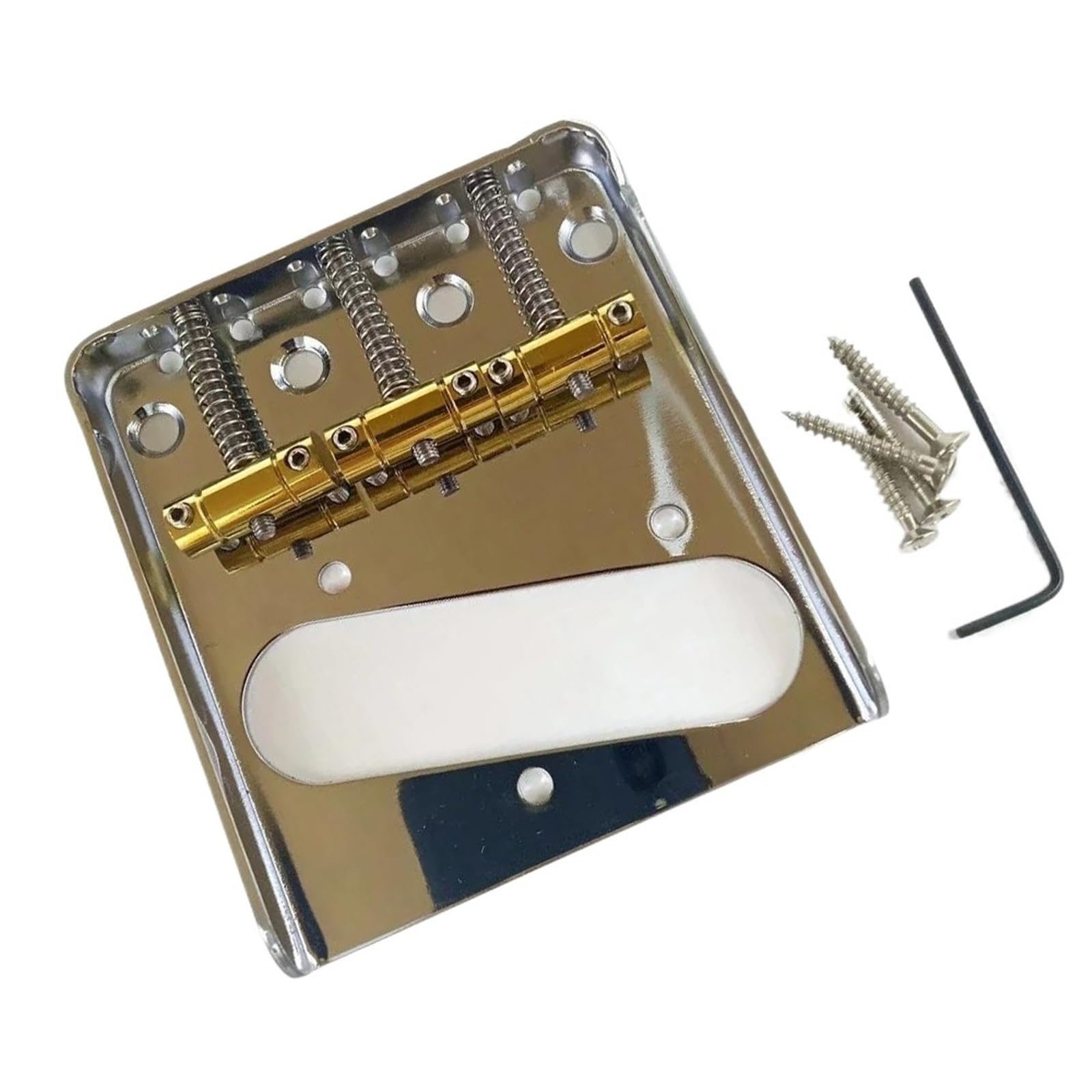 Ponte a sei corde per chitarre elettriche TL Design con bordo piegato Cordiera regolabile Argento pieno Colore argento oro Ponte Chitarra Acustica Generico(Silver and gold code)