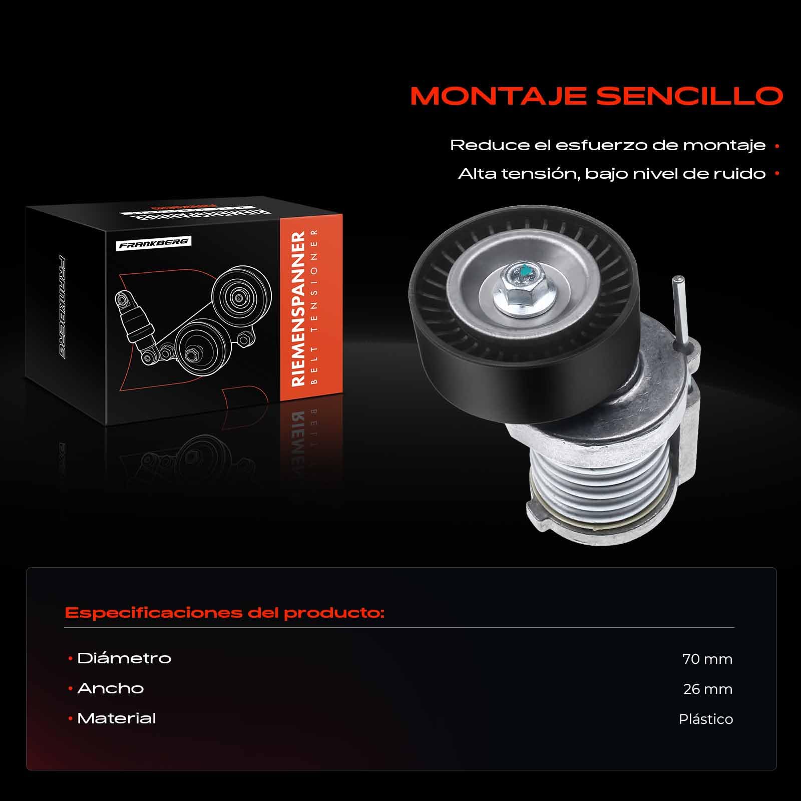 Polea tensora correa trapezoidal para A2 8Z0 Altea 5P Arosa 6H Cordoba 6K 6L Ibiza II 6K 6L Inca 6K9 Leon Toledo II 1P 1M Fabia I 6Y 542 545 6U 797 Octavia 1U 1Z Roomster 5J 1993-2019 T38214