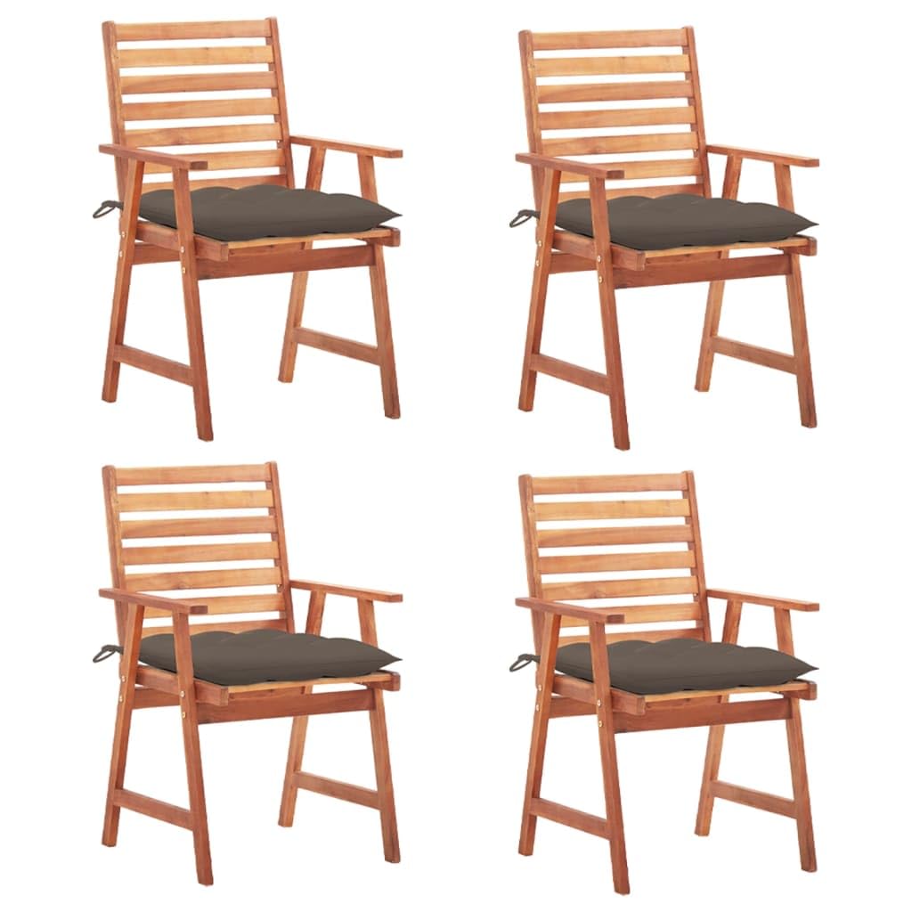 Fauteuils de jardin en acacia massif lot de 4 chaises à lattes contemporaines pour terrasse