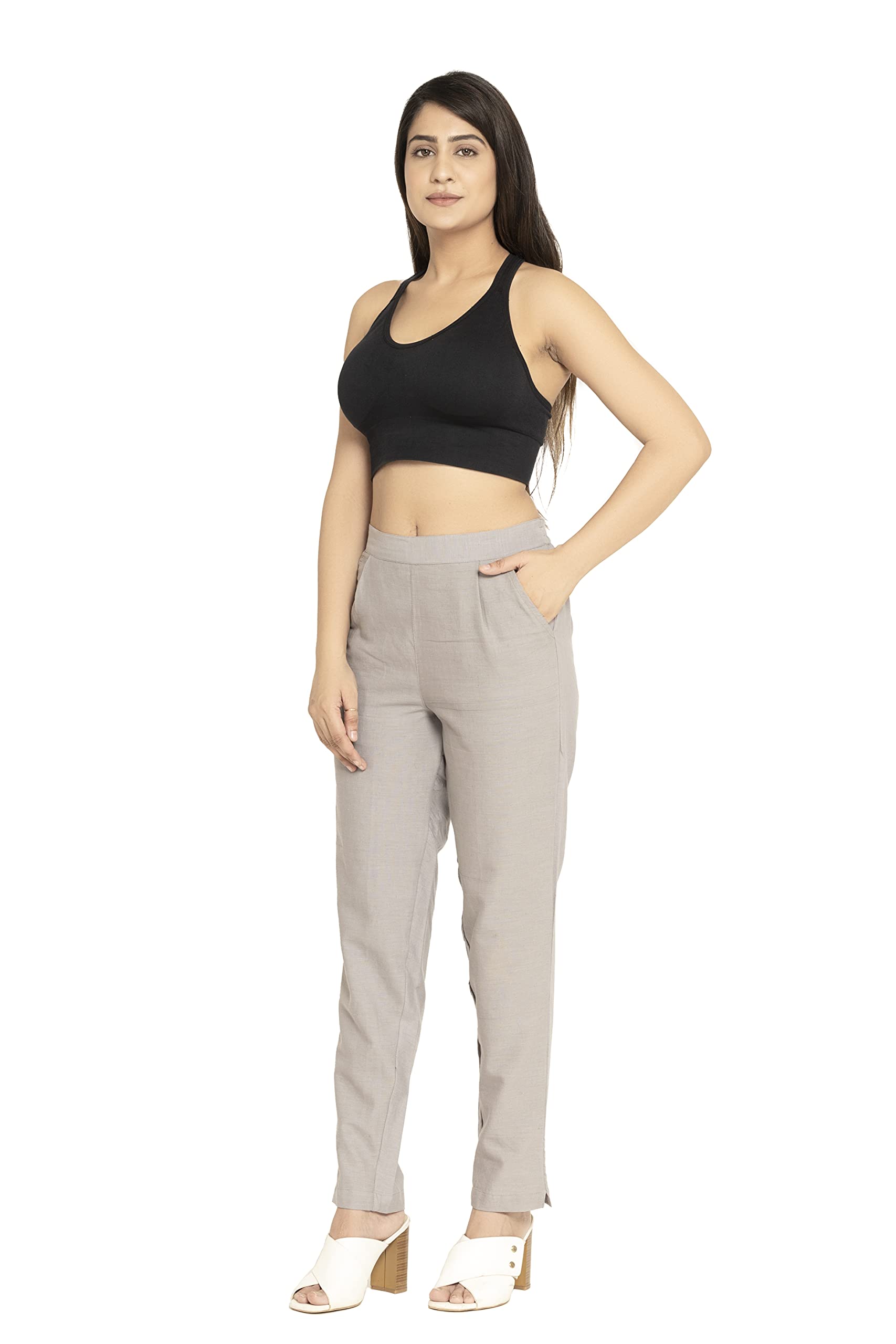 DIGITAL SHOPEE Womens Regular Fit Cotton Trouser (DS-TC1-GREY-M_Grey_M) (B09B533ZQZ) Amazon Price History, Amazon Price Tracker