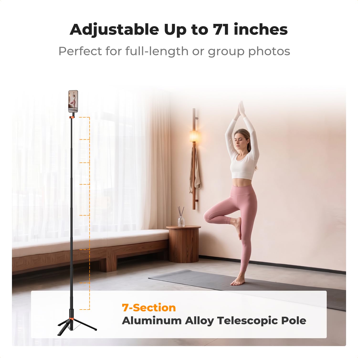 K&F CONCEPT 180cm Treppiede Mag-safe, Leggero Selfie Stick Mag-safe con Telecomando Bluetooth. Struttura in Alluminio, a 3 Assi per Vlog, Compatibile con iPhone 17 16 15 14 Pro e Pro Max e Android