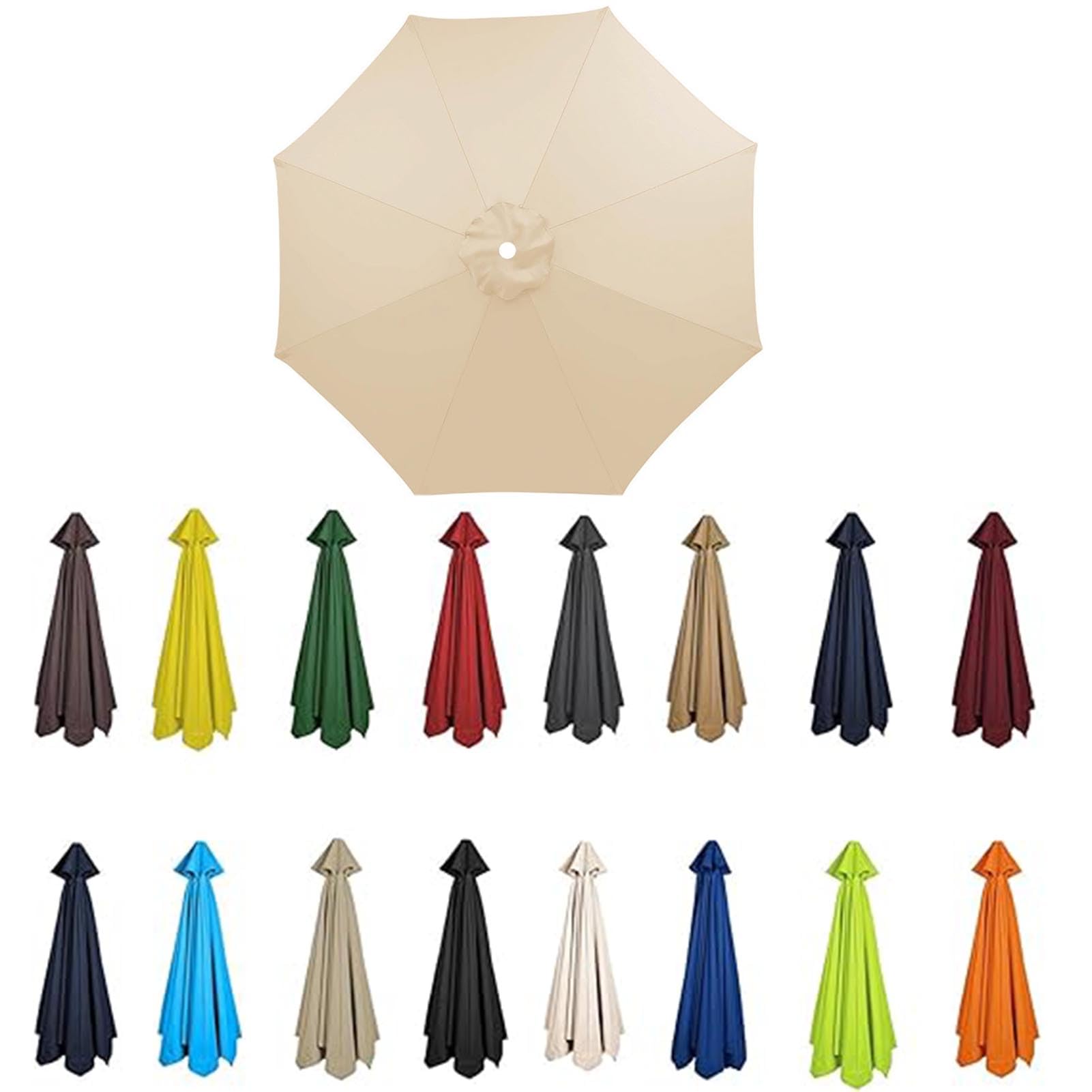 2m-3.5m Replacement Parasol Canopy, Umbrella Replacement Fabric, UPF 50+ Garden Parasol Replacement Canopy, Outdoor Replacement Fabric, 6/8 Rib for Garden Umbrella (Beige,6ribs:2.7m/8.8ft)