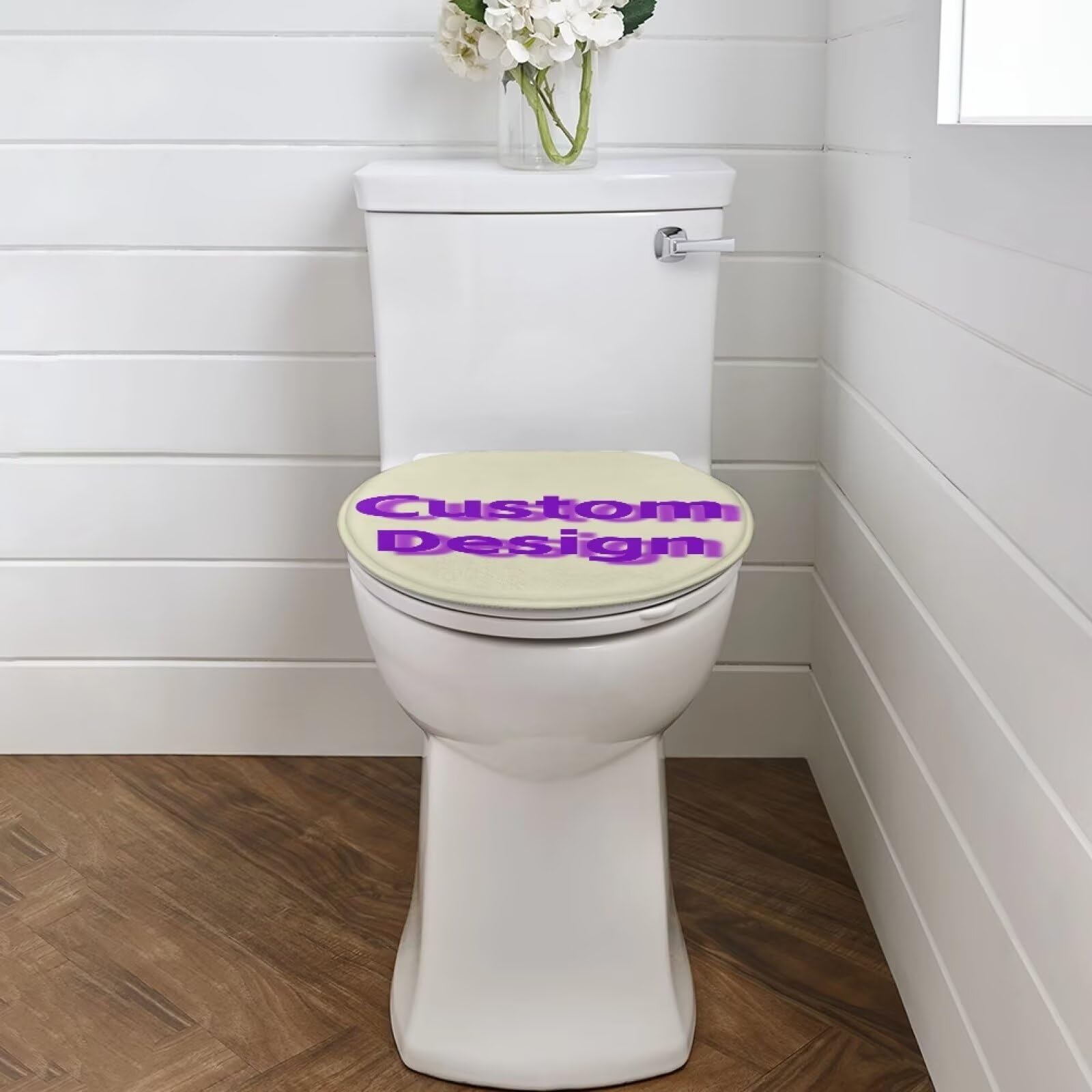 Uorisanigo Personalized Elongated Toilet Seat Cover Absorbent Custom Toilet Lid Cover Add Picture and Text Toilet Covers Fit Different Sizes of Toilet Lid with Elastic Band