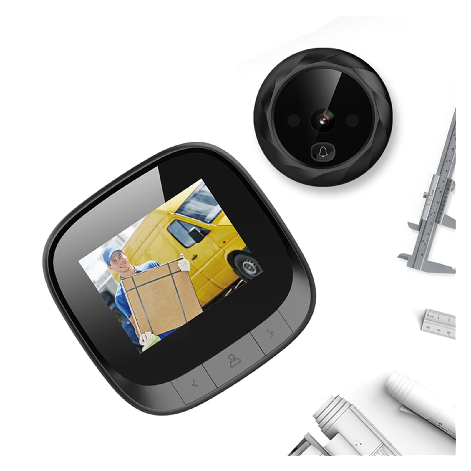 Video Doorbell, Schermo LCD Spioncino elettronico for porte Campanello for porte notturne Fotocamera for spioncino Registrazione di foto Videocamera for porte digitali Campanello intelligente