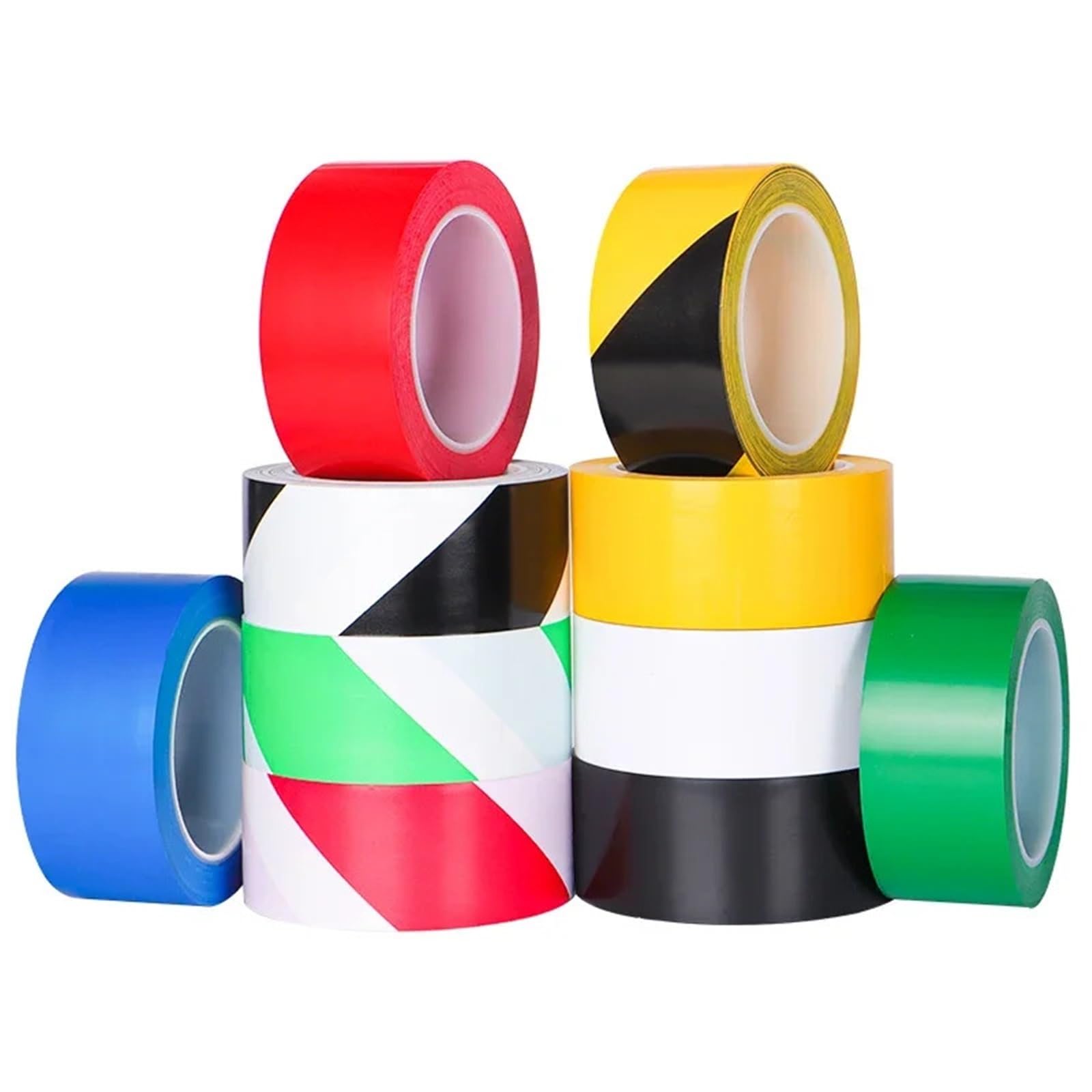 Cintas de advertencia, Cinta de señalización suelo, barrera precaución, advertencia peligro, PVC, multicolor, 20-60mm ancho, paquete 2(Grün,60mm)