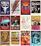 Riviera Vintage Rock Band Posters for Room Aesthetic, 70s, 80s, 90s, Retro Bedroom Decor Wall Art, Concert Poster Collage, Old Music Album Cover Prints, Nirvana Music Posters