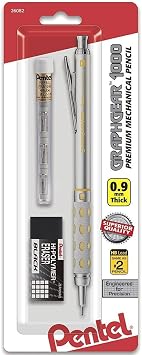 4-piece Set, Pentel Pg1019g, 0.9mm Graph Gear 1000 Automatic Pencil