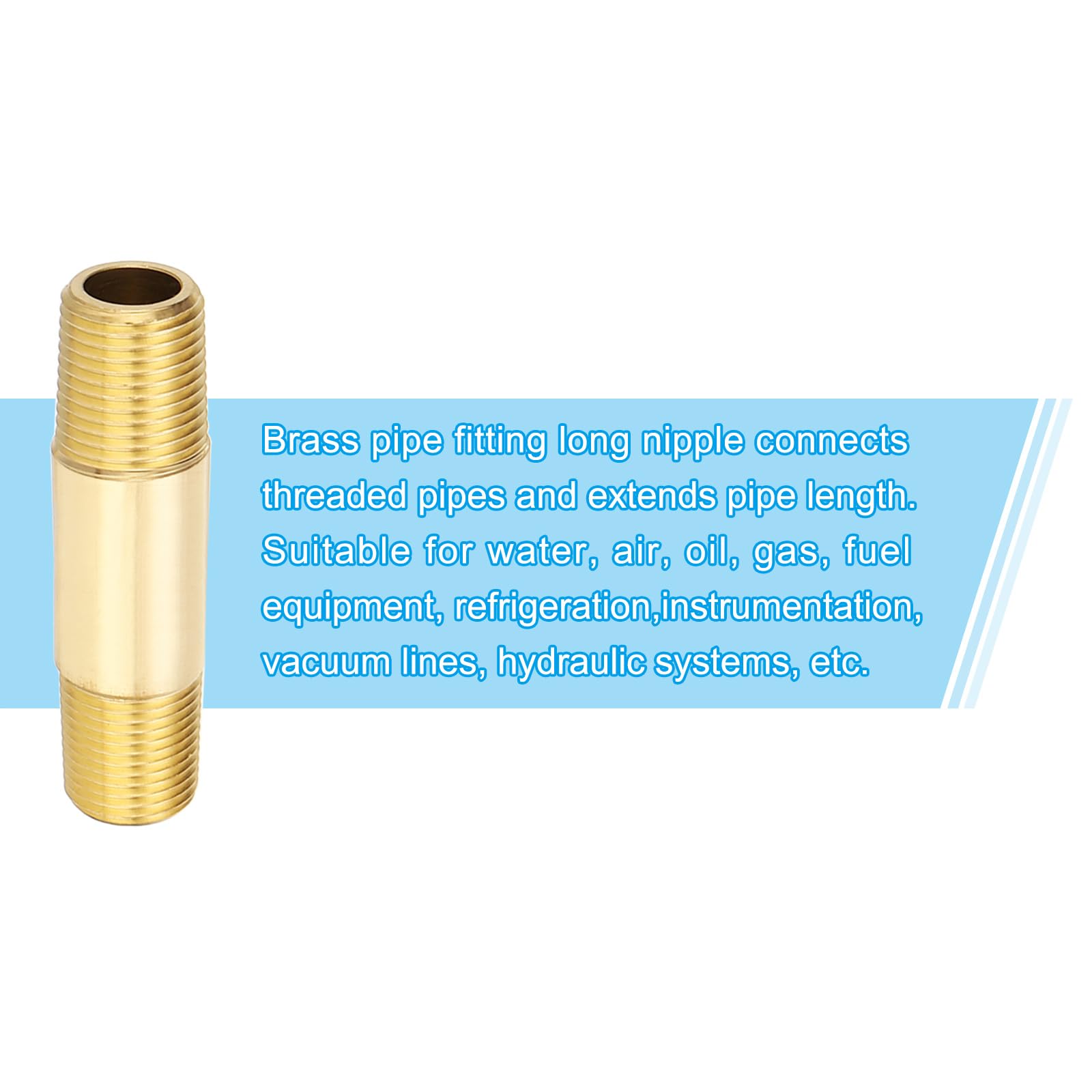 PATIKIL Raccordo Maschio In Ottone 1/8" x 1/8" NPT Con Nipplungo, 25Pz Estensione Dritta Per Collegamento Di Sistemi A Combustibile, Aria, Acqua, Olio, Gas, 1200PSI