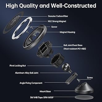 【Reiwa Super Strong Magnet】Car Smartphone Holder MagSafe Compatible Pure Carbon Fiber SYNCWIRE Magnet Smartphone Holder 【Super Strong 3M Double-Sided Tape】MagSafe Car Mount Car Magnet Holder Fall