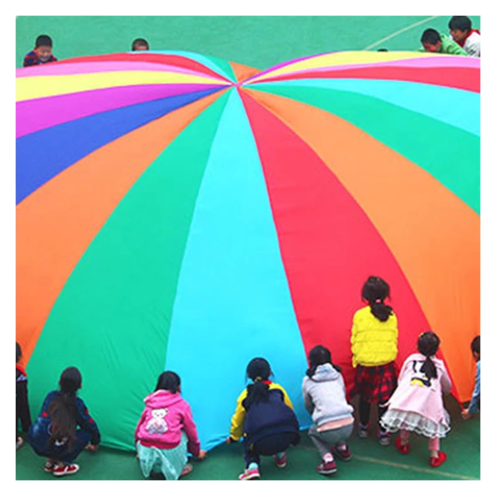 Bunt Fallschirm 2-6M Durchmesser Outdoor Camping Regenbogen Regenschirm Fallschirm Spielzeug Jump-Sack Interaktives Teamwork Spiel Spielzeug for Geschenk(6M(23-30 Person))