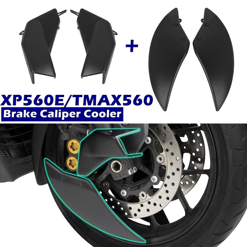 Conducto de aire Conducto Aire Freno Delantero Para T-MAX560 XP560E XP560 E | Kit de refrigeración de pinza de freno, conductos de aire, enfriador de disco delantero de motocicleta(Gloss black)
