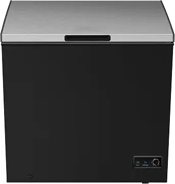Chest Freezer with Stainless Steel Lid, Black, Temperature Control