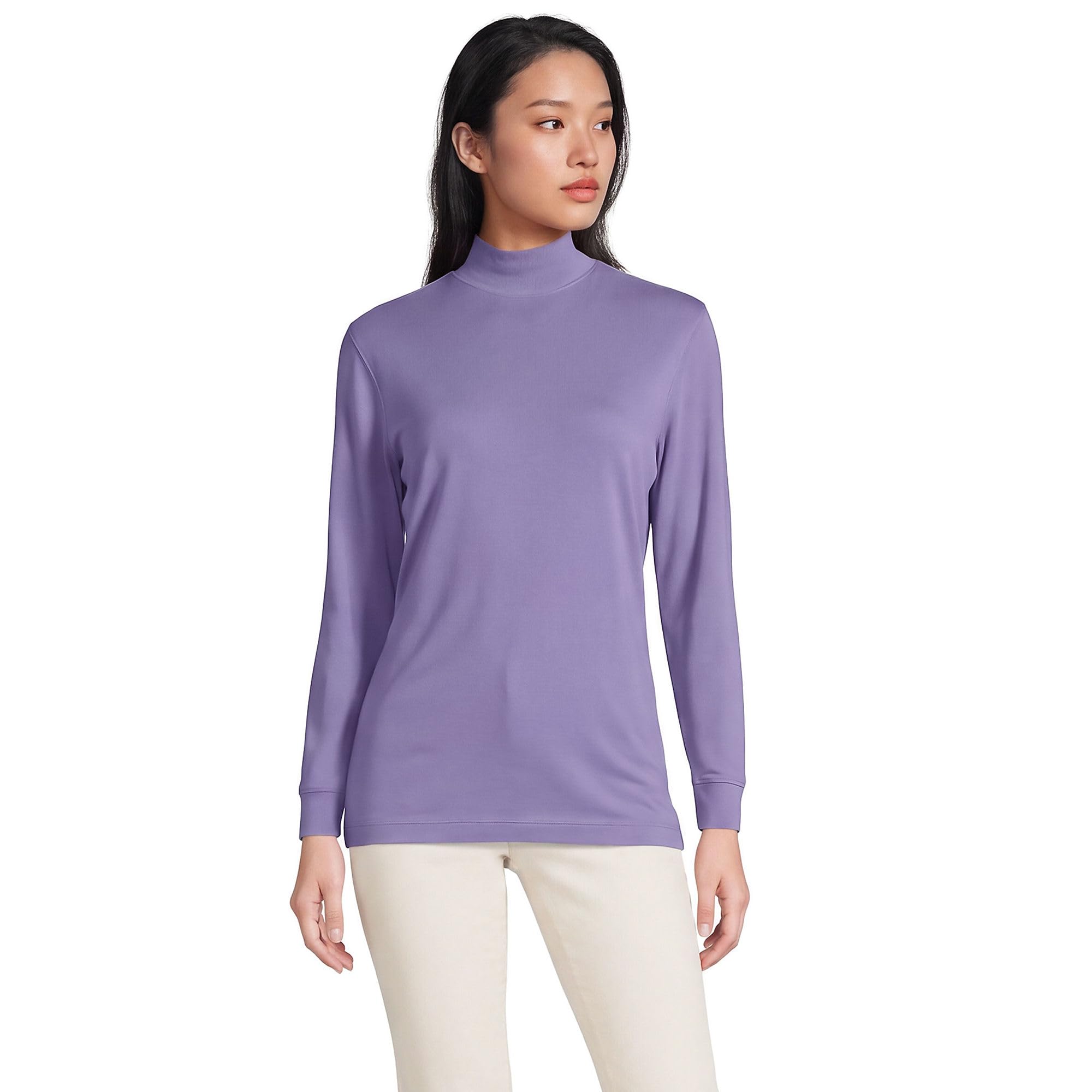 Lands' End Women's Cotton Mock Turtleneck