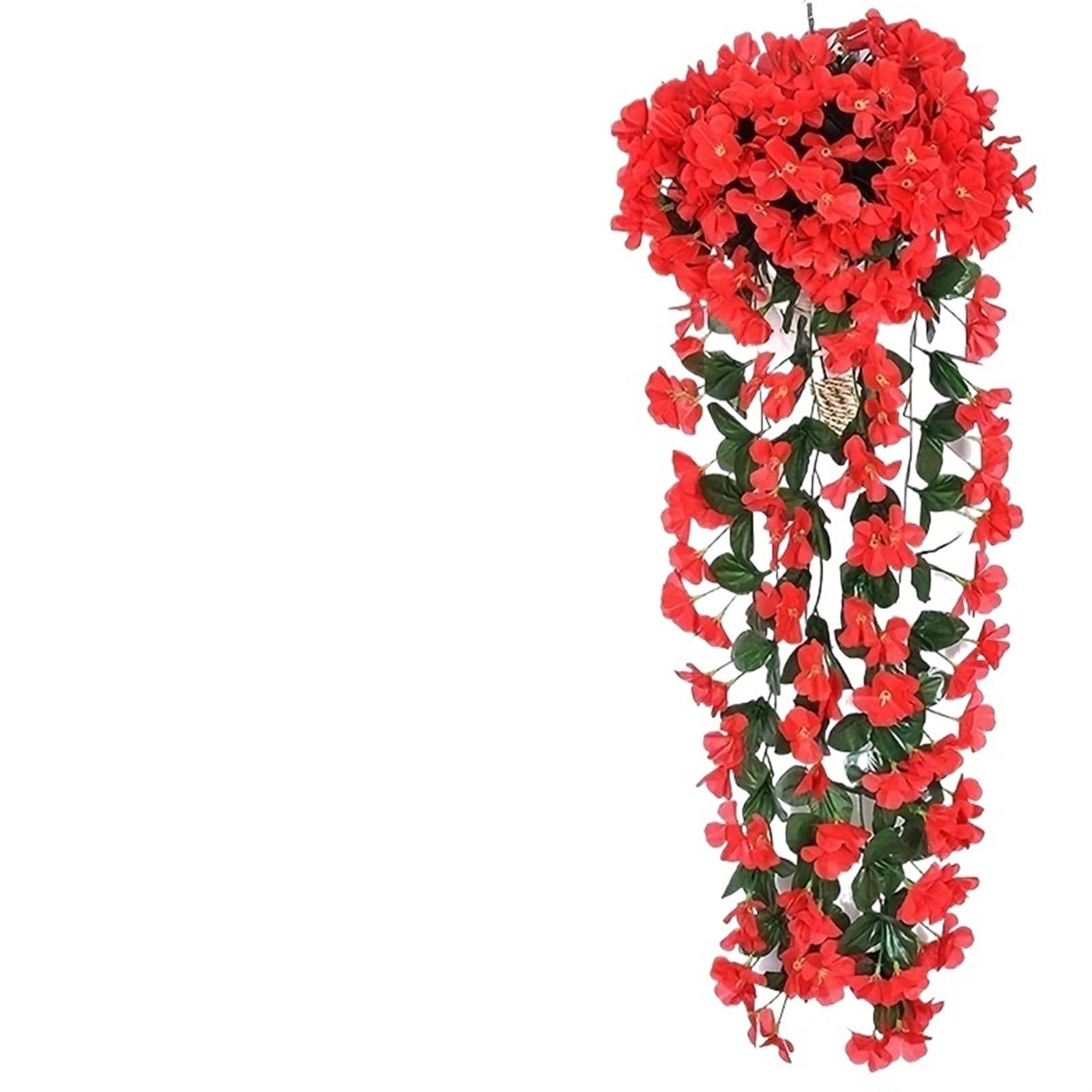 MNUvxzaewf 1pcPlastic Fake Flowers Wall Hanging Plants Wisteria Garland for Wedding Home Garden Decoration(Red)
