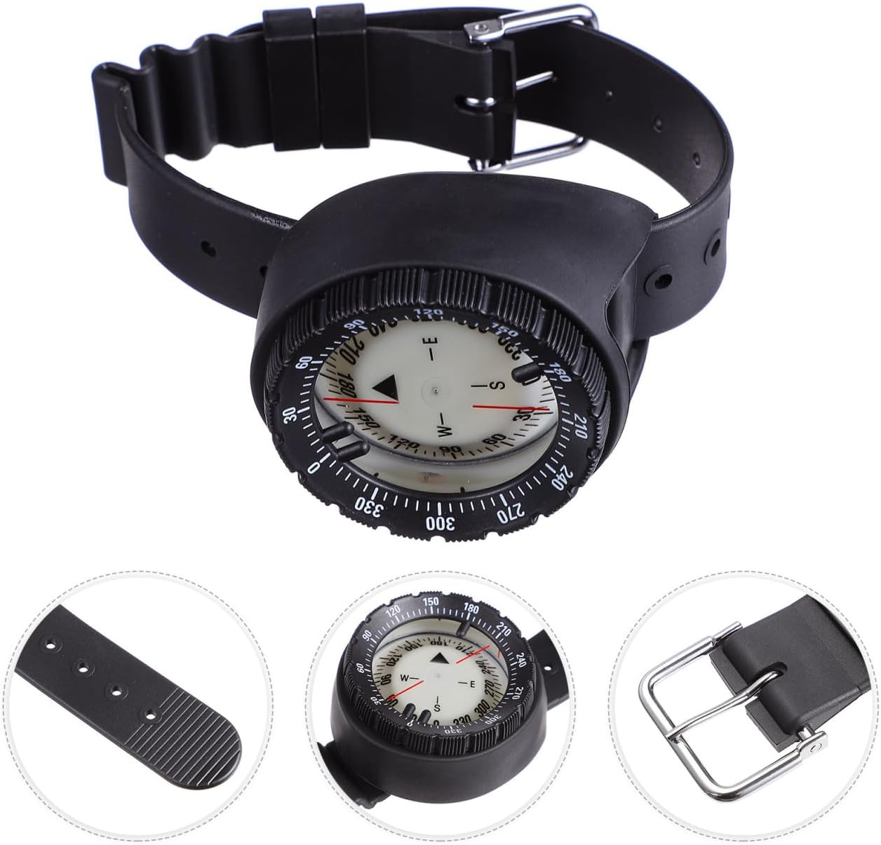 Waterproof Wristband Compass Watch Black Luminous Mini Compass for Outdoor Navigation Hiking Camping Underwater Diving Sports