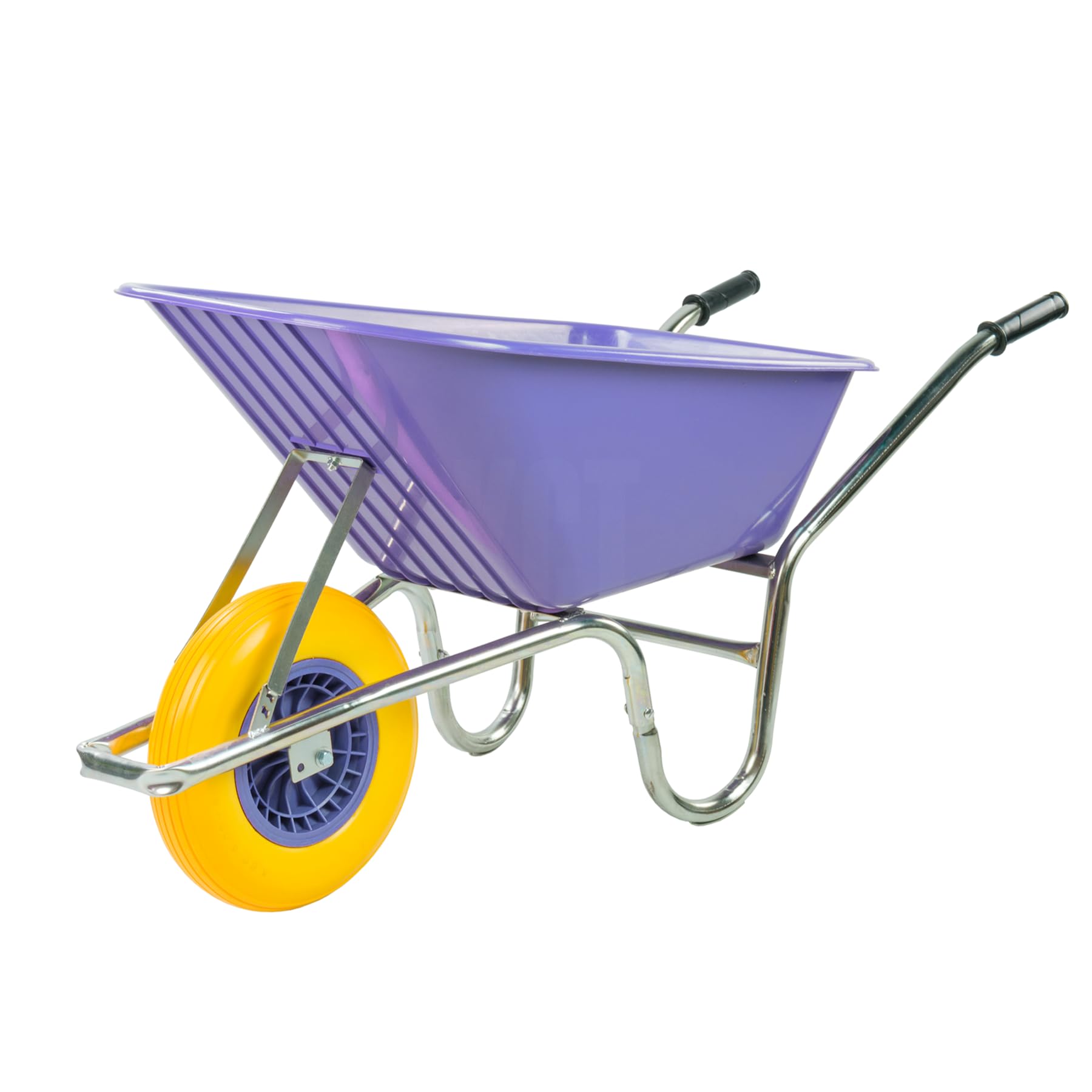 110L Purple Garden Builders Heavy Duty Wheelbarrow with Puncture Proof Solid Tyre Wheel