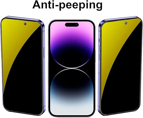 Miniatura 2 de 2 piezas anti-azul privacidad espejo de vidrio templado anti-espía protector de pantalla anti-espía película traje para iPhone 14 Pro, 6.1 pulgadas