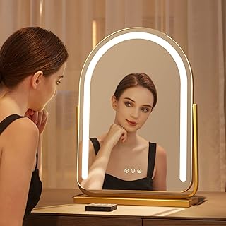 Espejo de maquillaje LED de escritorio, espej...