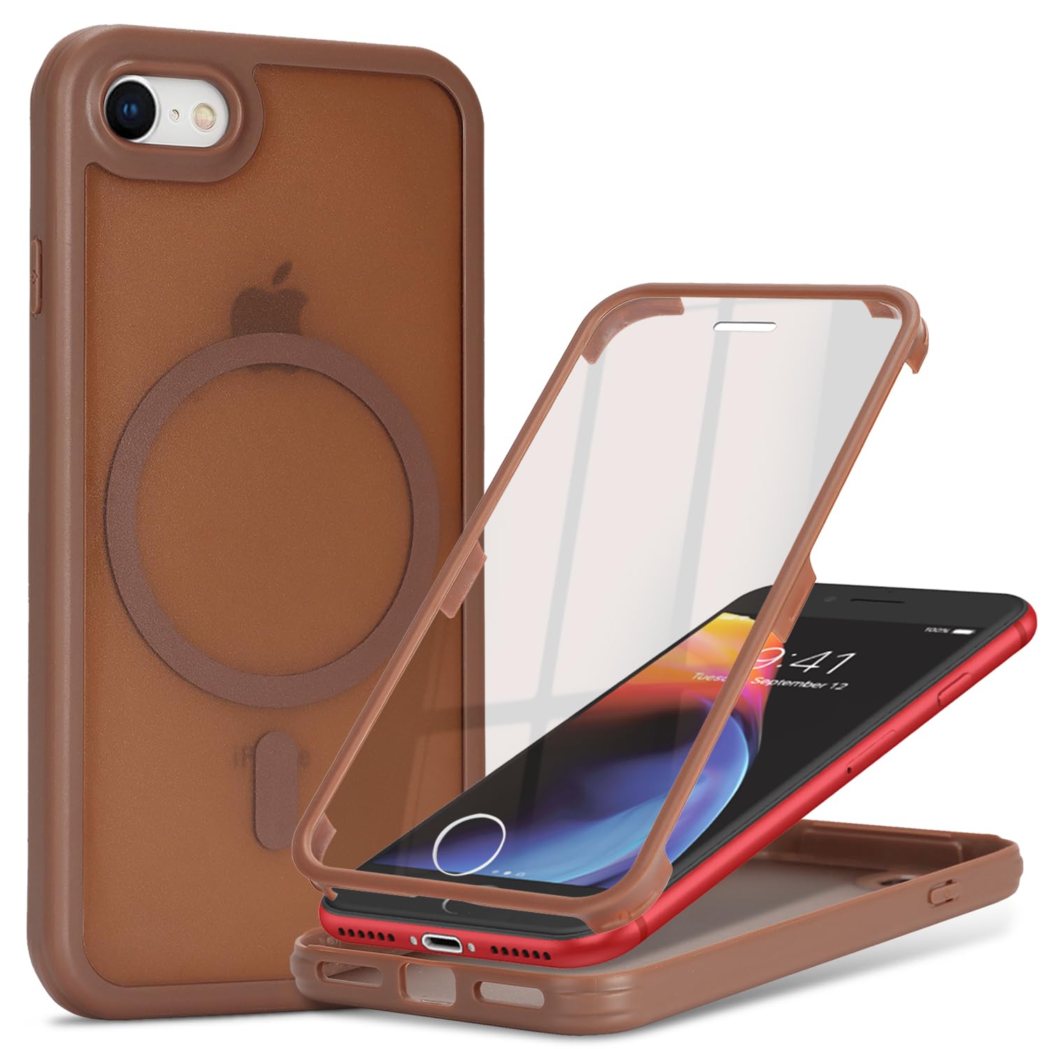 Magnetic for iPhone 7/8/SE(2020/2nd/2022/3rd) Case,Brown