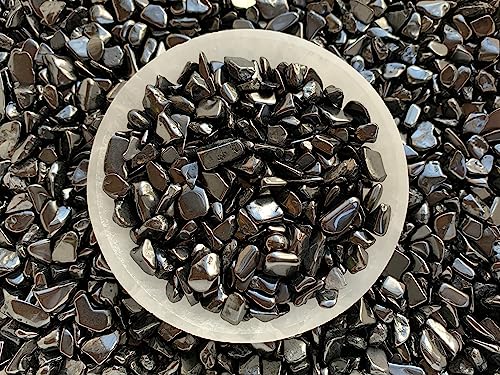 Image of GAF TREASURES 2 oz Lot Natural Semi Tumbled Gemstone Chips, Crushed Mini Crystals, Undrilled Crystal Chips (Shungite)