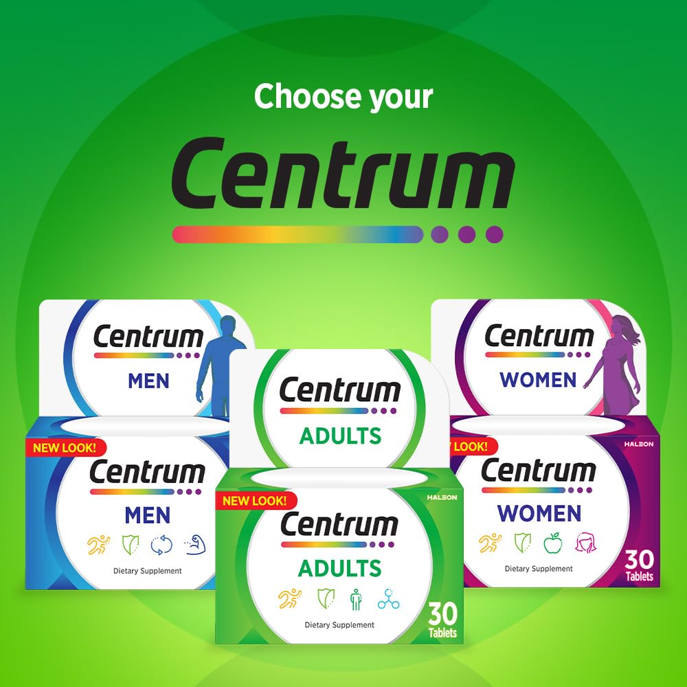 Centrum Adult Multivitamin 30 Tablets - One-Month Complete A to Zinc Daily Vitamins & Minerals for Energy, Immune Support and Daily Wellbeing - Ideal Starter Pack for Men & Women