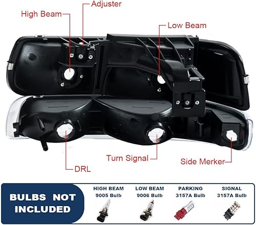 Miniatura 3 de G-PLUS Conjunto de faros, compatible con Chevy Silverado 1999-200220002006 Suburban Tahoe parachoques faro, lente transparente, carcasa cromada,