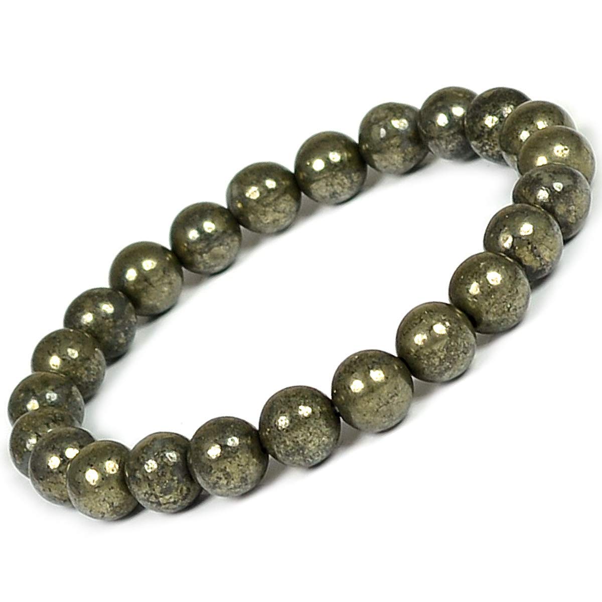 Reiki Crystal Products Natural Pyrite Bracelet 8mm for Reiki Healing and Vastu Correction Protection Concentration Spirituality and Increasing Creativity