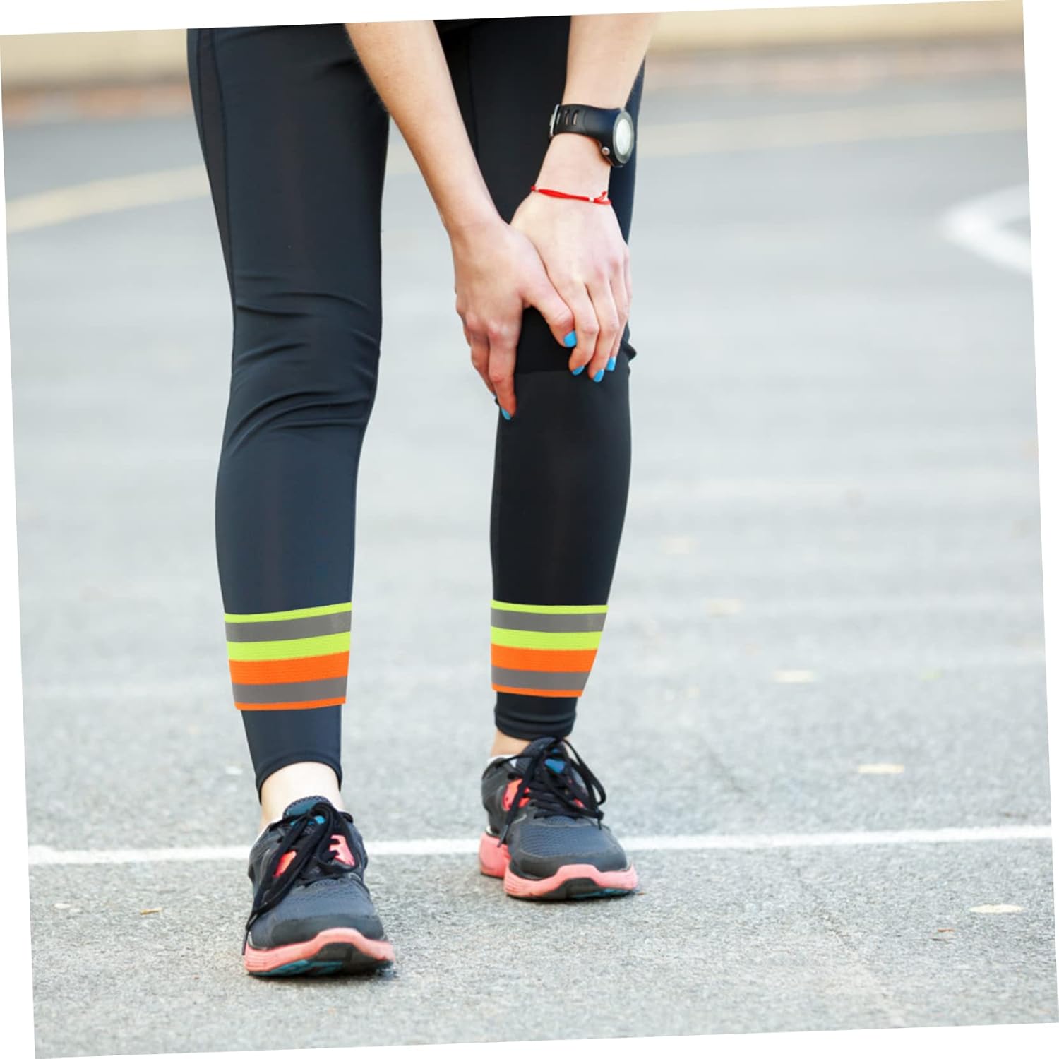 HANABASS 4 Pcs Night Running Leggings Runners Belt Adjustable Bracelet Useful Outdoor Supplies Reflective Running