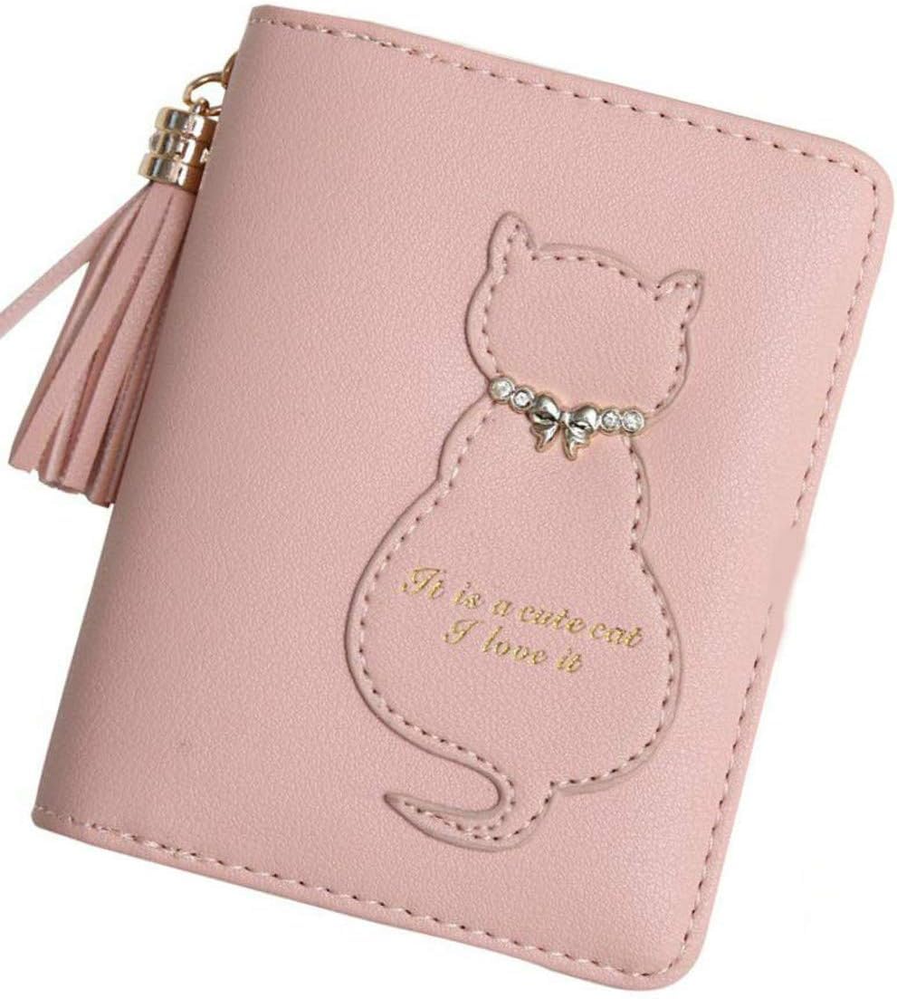 Small Wallet for Women Bifold RFID Blocking Card Holder Leather Wallets with Zipper Coin Pocket (Pink)-image-43