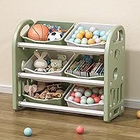 Vista 1 de Wohh - Organizador de almacenamiento de juguetes para niños, organizador de almacenamiento para libros y juguetes con 6 contenedores multiusos