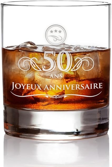Amavel Verre A Whisky Avec Gravure 50 Ans Elegant Tumbler Volume 3 Ml Amazon Fr Cuisine Et Maison