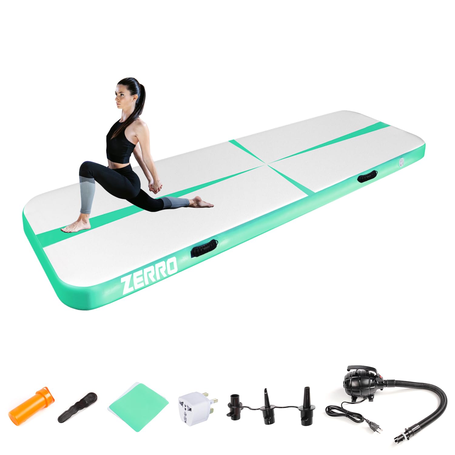 CCLIFE Tapis de Gymnastique Gonflable Avec Pompe à Air électrique Gonflage Rapideair Gymnastique Tapis Adapté Pour le fitness le yoga l'entraînement