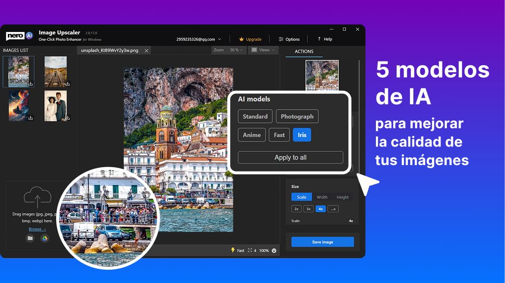 Nero AI Image Upscaler | Enfocar Fotos | Ampliar Imágenes | Escalar a 4K | Optimizar Fotos | Fácil Rescalado | Windows 11 / 10 | Licencia Anual