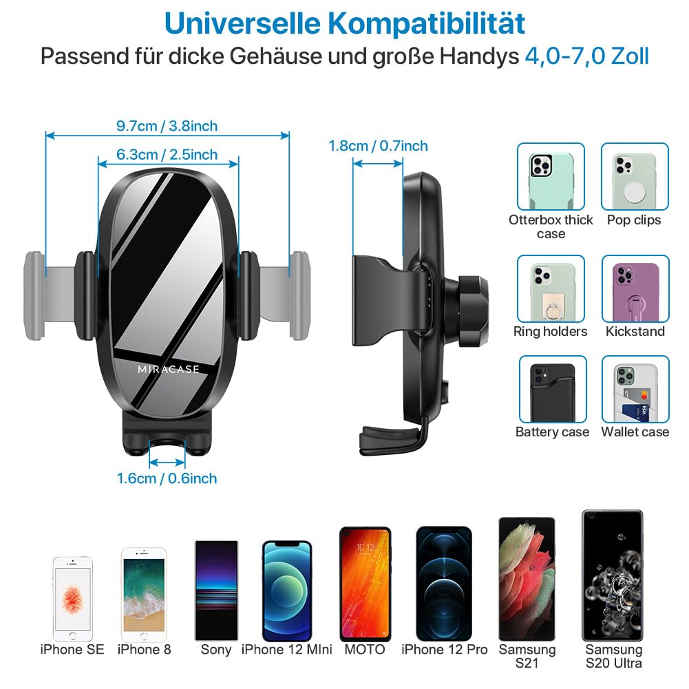 Miracase Supporto per telefono cellulare, aggiornato, collo lungo, universale, mani libere, per auto, compatibile con tutti i telefoni cellulari