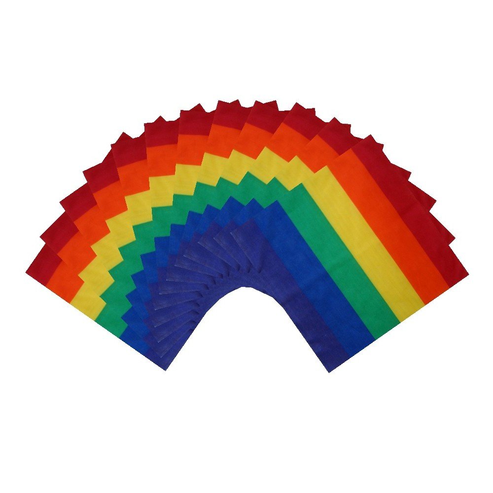 Shoe String KingSSK Gay Pride Rainbow Bandana 12-Pack. One Dozen Colorful Bandanas