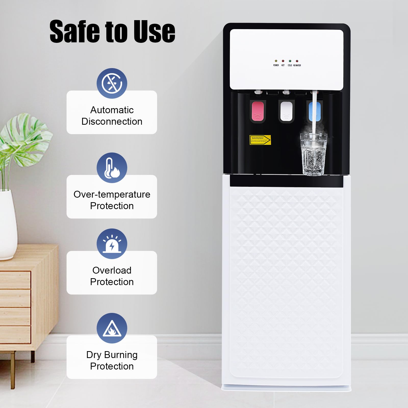 Distributeur d'eau électrique sur pied - Distributeur d'eau chaude froide - Double fonction - Distributeur d'eau chaude électrique sur pied - Pour la maison et le bureau - Avec protection de