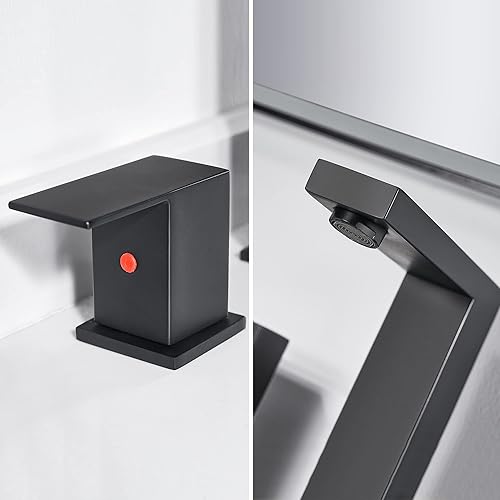 Miniatura 5 de FROPO Black Bathroom Faucet 3 Hole - 8Inch Widespread Bathroom Sink Faucets  Two Handles Brass Modern Vanity Sink Faucets with Overflow Pop-up Drain