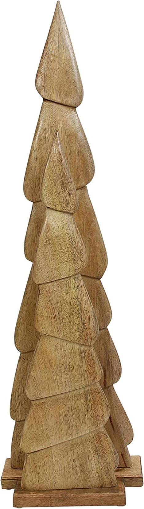 Dekoleidenschaft 2X Dekofigur Tannenbaum Schlank aus Mango-Holz, 60 + 80 cm hoch, Weihnachtsdeko, Fensterdeko, Holzbaum, Dekosäule, Holzsäule, Dekobaum