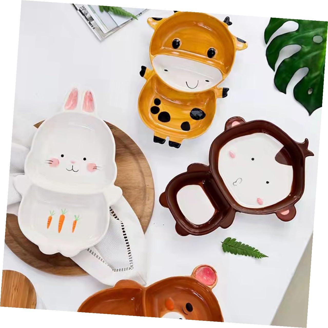 TOYANDONA Unterteilter Keramikteller mit Cartoon Motiven für Kinder
