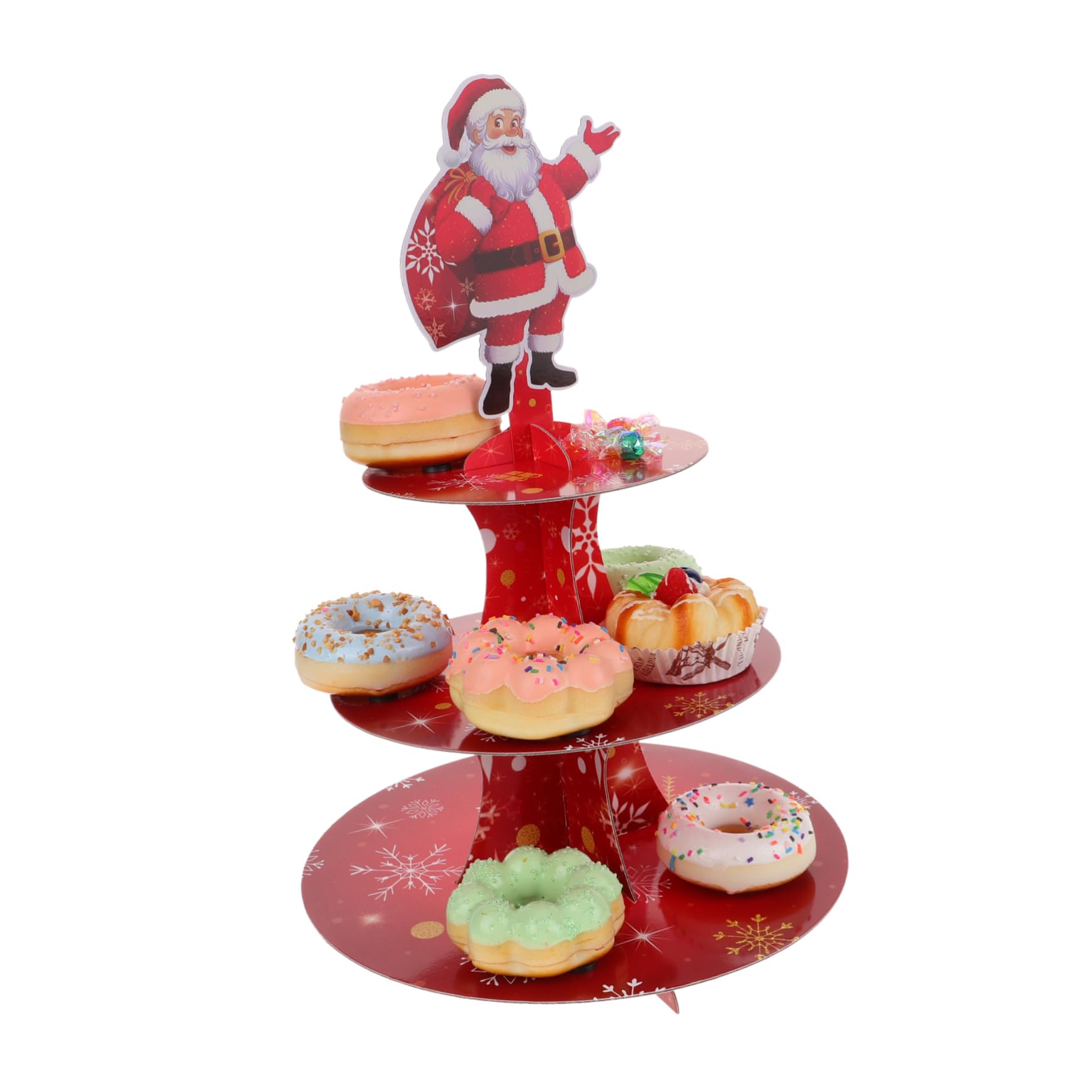 Amazon｜BEBEMOKO クリスマスサンタ段ケーキスタンド 紙製カップケーキ