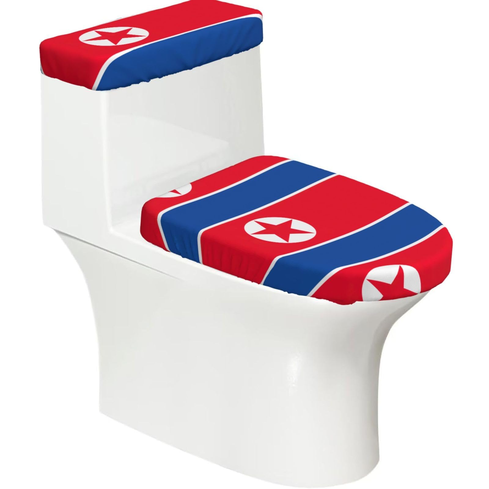 Korean Flag Print Bathroom Decor Toilet Lid Cover And Tank Covers, Restroom Accessories Fits Most Round