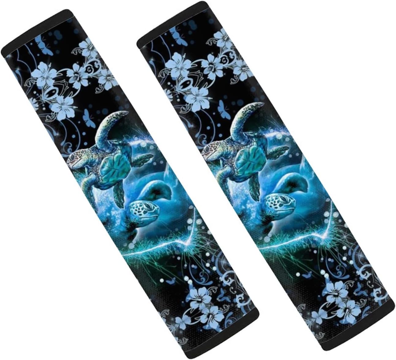 DISNIMO Sea Turtle Seat Belt Pads Shoulder Neck Protector Covers Women Men Adults Children Safety Car Seat Belt Pads Cover Blue Flower Galaxy Universal Fit Cars Sedans Vans Set of 2